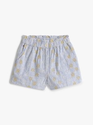 shorts a righe con dettagli in sangallo multicolore da bambine tommy hilfiger