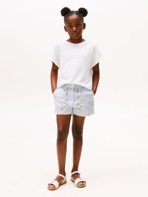 multi gestreepte short met broderie anglaise voor meisjes - tommy hilfiger