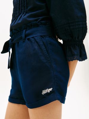 blau shorts aus leinenmix für mädchen - tommy hilfiger