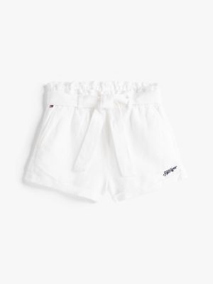 white linen blend shorts for girls tommy hilfiger