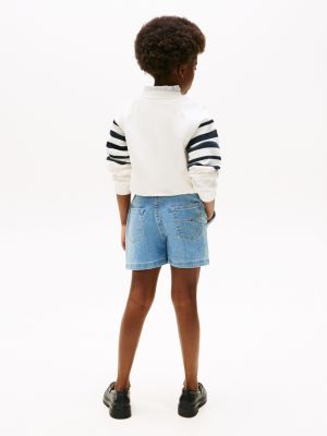 shorts larghi in denim blu da bambine tommy hilfiger