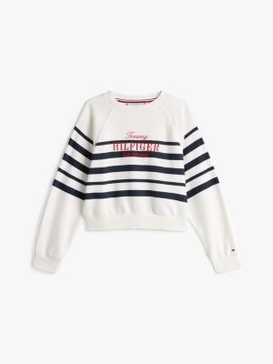 felpa con logo ricamato multicolore da bambine tommy hilfiger