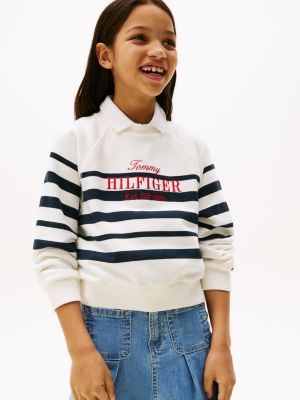 felpa con logo ricamato multicolore da bambine tommy hilfiger