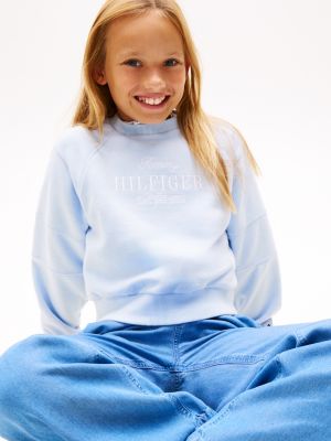 sweat à logo brodé bleu pour filles tommy hilfiger