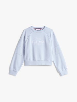 blauw sweatshirt met geborduurd logo voor meisjes - tommy hilfiger