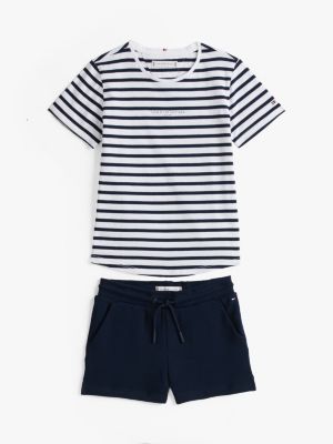 multi t-shirt and shorts set for girls tommy hilfiger