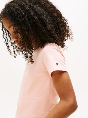 pink t-shirt and shorts set for girls tommy hilfiger