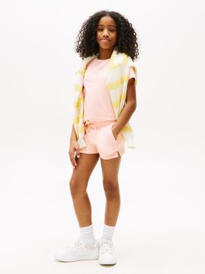 pink t-shirt and shorts set for girls tommy hilfiger