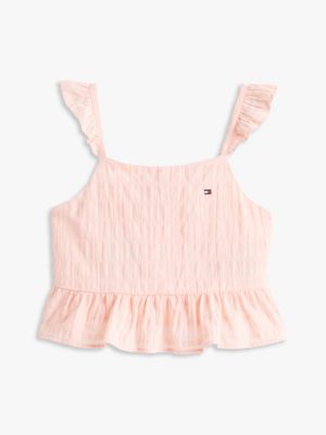 pink textured ruffle top for girls tommy hilfiger