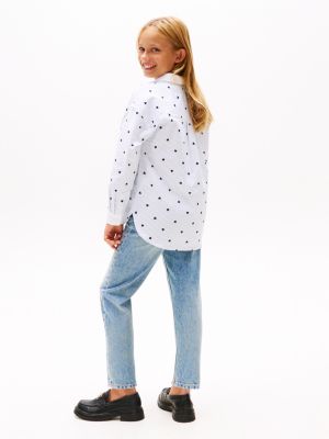 multi stripe heart print relaxed shirt for girls tommy hilfiger