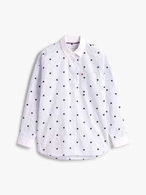 multi stripe heart print relaxed shirt for girls tommy hilfiger