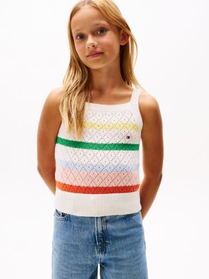 multi gehaakte tanktop met strepen voor meisjes - tommy hilfiger