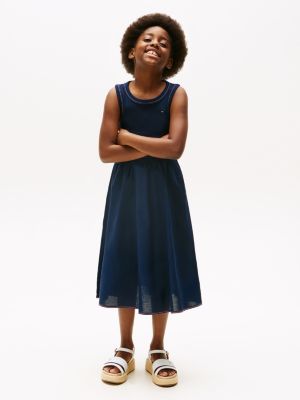 blue sleeveless dress for girls tommy hilfiger