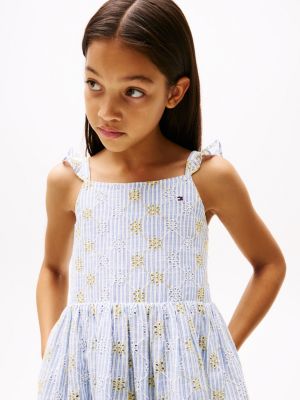 multi ärmelloses kleid mit lochstickerei für mädchen - tommy hilfiger