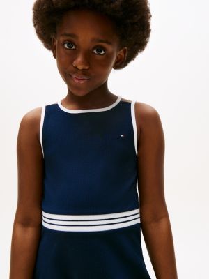 blue crew neck sleeveless skater dress for girls tommy hilfiger