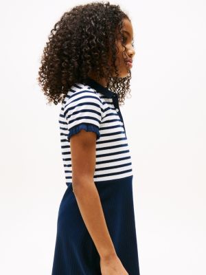 multi gestreiftes polokleid im skater-stil für mädchen - tommy hilfiger