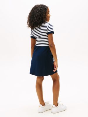 multi gestreiftes polokleid im skater-stil für mädchen - tommy hilfiger