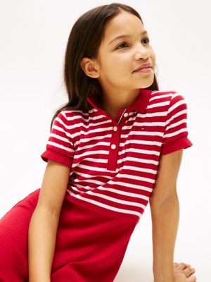 multi gestreiftes polokleid im skater-stil für mädchen - tommy hilfiger