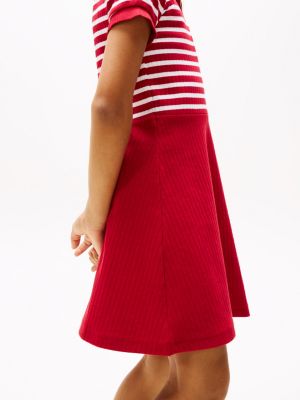 multi gestreiftes polokleid im skater-stil für mädchen - tommy hilfiger