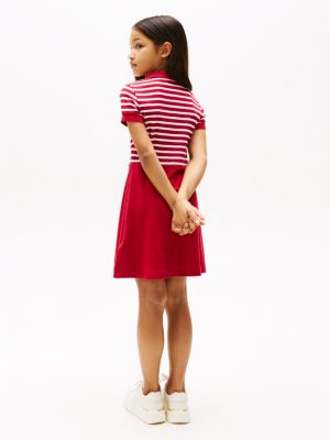 multi gestreiftes polokleid im skater-stil für mädchen - tommy hilfiger