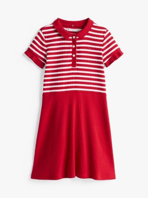 multi gestreiftes polokleid im skater-stil für mädchen - tommy hilfiger