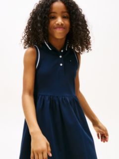 Essential Sleeveless Fit And Flare Polo Dress — Blue 3