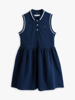 Essential Sleeveless Fit And Flare Polo Dress — Blue 5