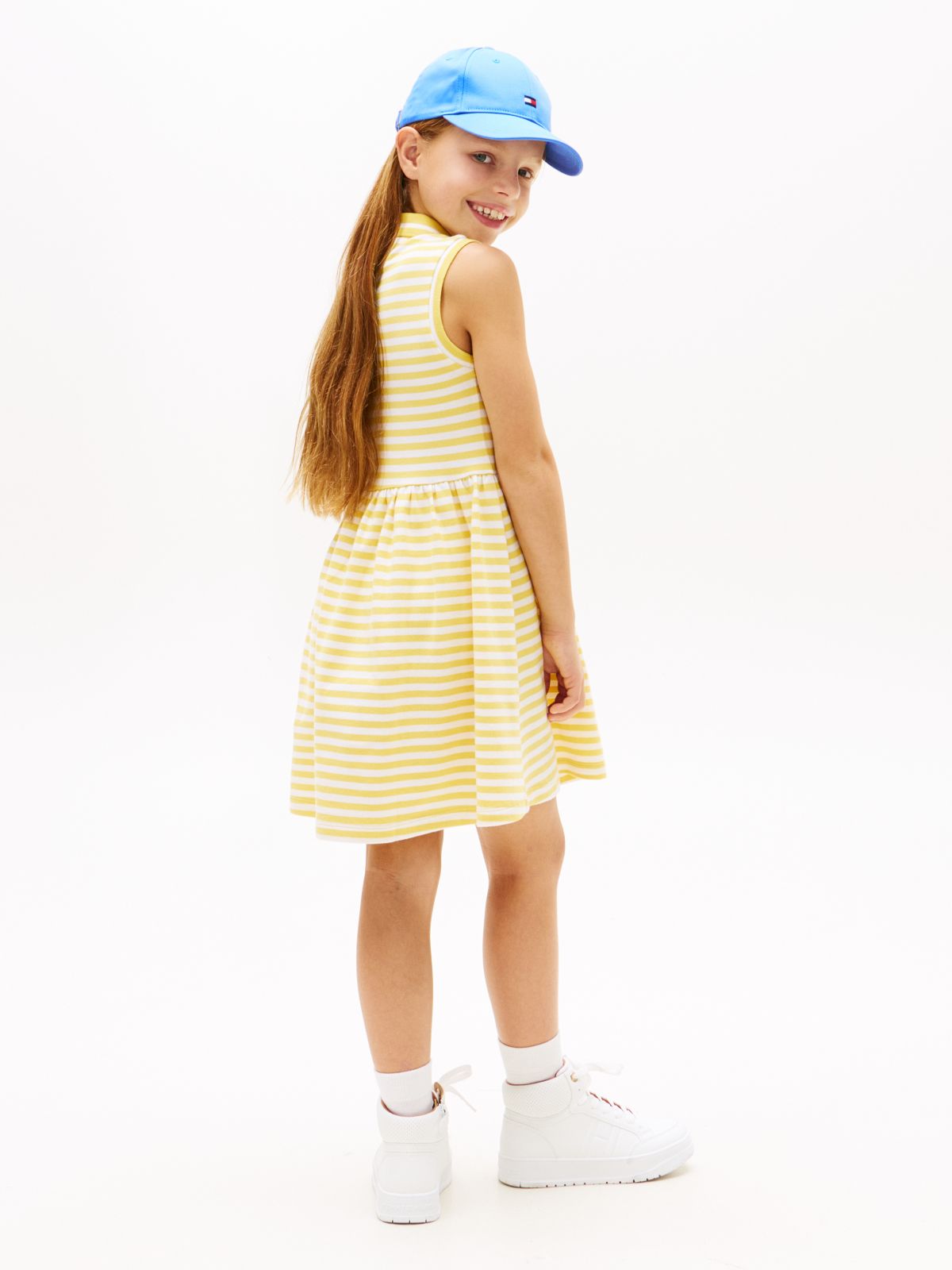 Essential Sleeveless Fit And Flare Polo Dress — Yellow