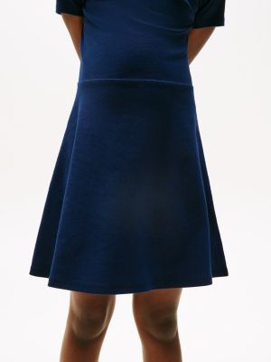 blue round neck skater dress for girls tommy hilfiger