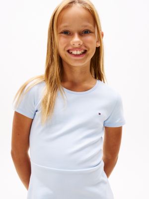 blue round neck skater dress for girls tommy hilfiger