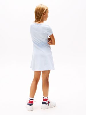 blue round neck skater dress for girls tommy hilfiger