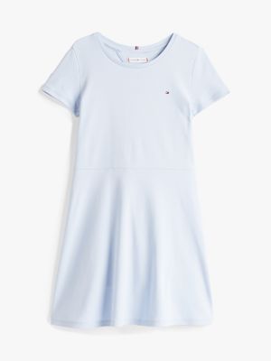 blue round neck skater dress for girls tommy hilfiger