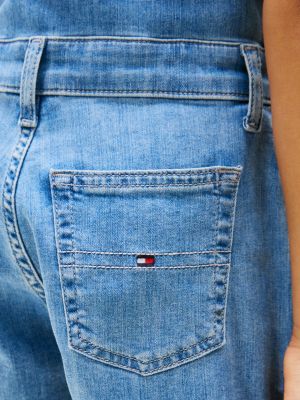 blue five-pocket denim playsuit for girls tommy hilfiger