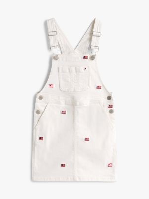 multi logo embroidery dungaree dress for girls tommy hilfiger