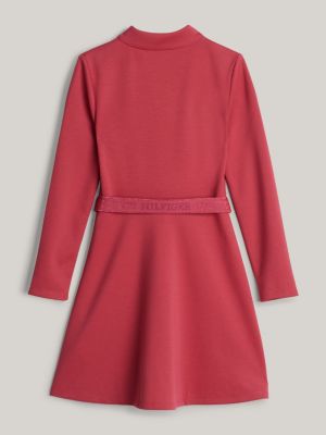 robe ajustée et évasée adaptive rouge pour filles tommy hilfiger