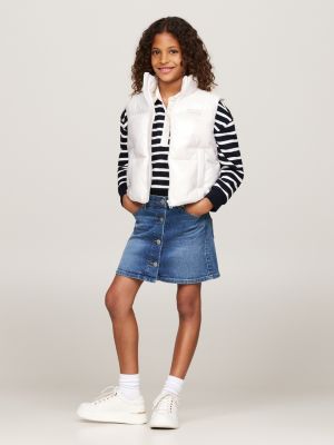 doudoune sans manches décontractée brillante blanc pour filles tommy hilfiger