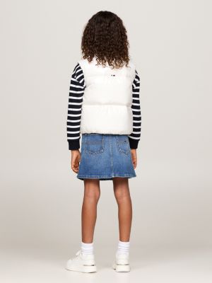 white glossy relaxed puffer vest for girls tommy hilfiger