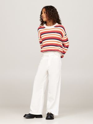 pullover relaxed fit a righe rosso da bambine tommy hilfiger