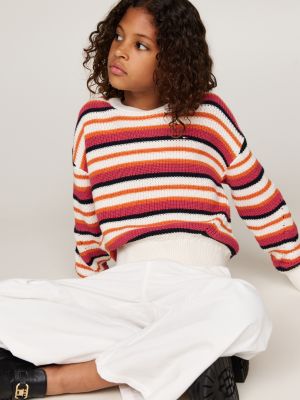 pullover relaxed fit a righe rosso da bambine tommy hilfiger