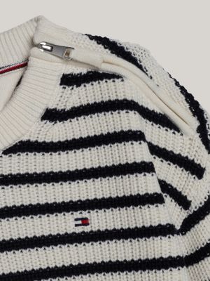 beige adaptive stripe relaxed jumper for girls tommy hilfiger