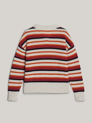 red adaptive stripe relaxed jumper for girls tommy hilfiger