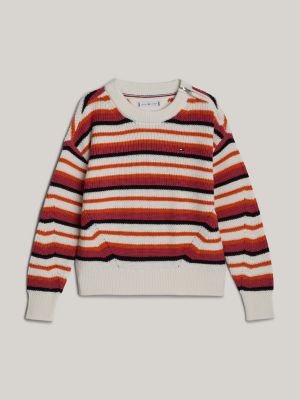 red adaptive stripe relaxed jumper for girls tommy hilfiger