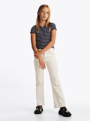 multi ribbed stripe extra slim t-shirt for girls tommy hilfiger