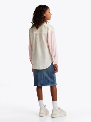 camicia color block con mix di righe multicolore da bambine tommy hilfiger