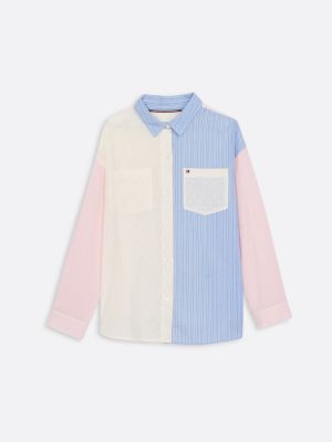 camicia color block con mix di righe multicolore da bambine tommy hilfiger