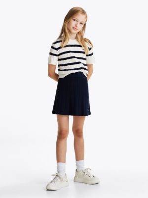 pull manches courtes en mini maille torsadée plusieurs couleurs pour filles tommy hilfiger