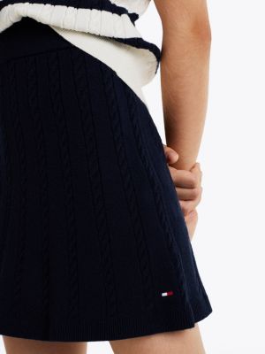 jupe en mini maille torsadée bleu pour filles tommy hilfiger