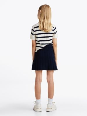 gonna in maglia intrecciata con micromotivo blu da bambine tommy hilfiger