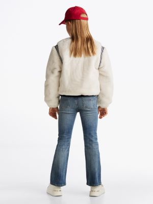 bomber in pelliccia sintetica beige da bambine tommy hilfiger