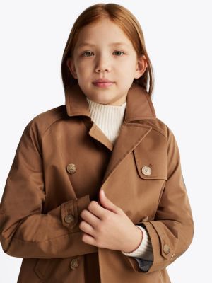 brown double breasted jacket for girls tommy hilfiger